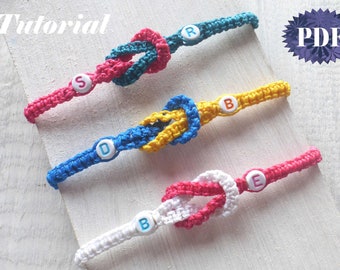 Makramee Armband Anleitung - Infinit LOVE Paar Initial Armband Micro Makramee Schmuckmuster - Freundschaftsarmband Buchstaben Liebes Initialen