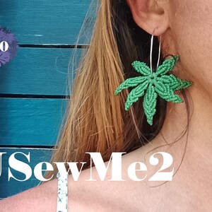 Macrame Leaf Micro Macrame Tutorial VIDEO how to macrame Cannabis Leaves pattern jewelry unique textil accessory macrame pendant pattern macrame how to beginner macrame EASY tutorial