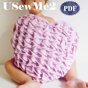 Smock pillow Sew tutorial decorative cushion Heart sewing pattern Canadian smocking pillow heart cushion PHOTO tutorial quilted pillow image 4