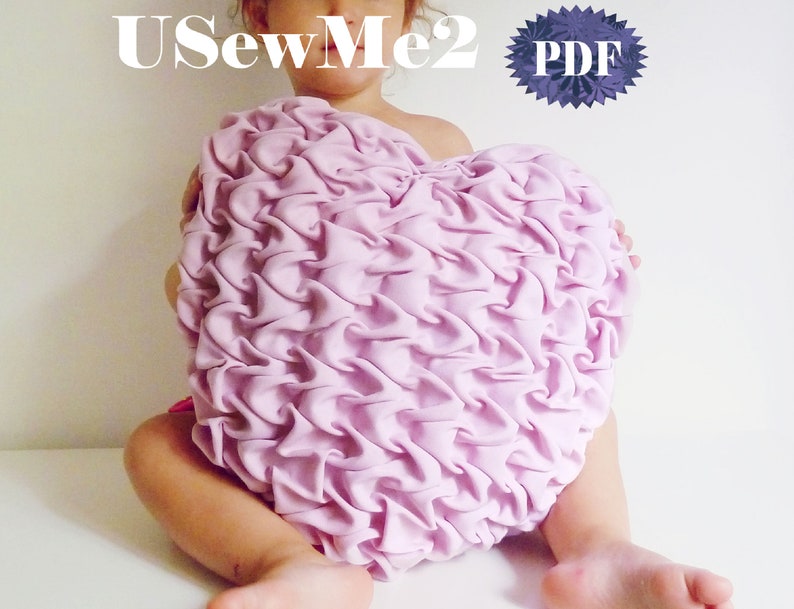 Smock pillow Sew tutorial decorative cushion Heart sewing pattern Canadian smocking pillow heart cushion PHOTO tutorial quilted pillow image 4