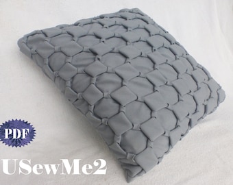 Smocked Pillow Pattern - Grid fabric manipulation cushion Canadian smocking pillow cover pinch pleat pillow vintage quilt pillow