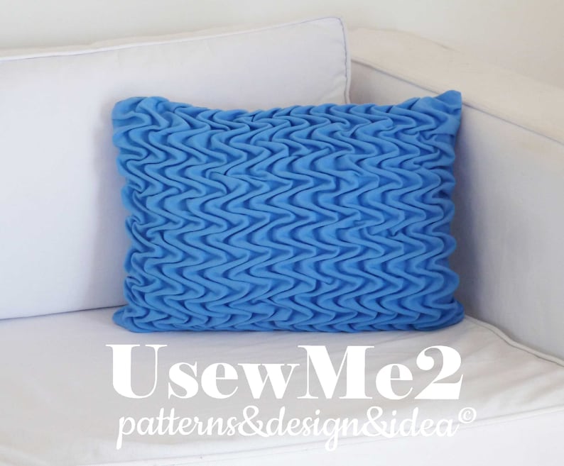 Smocked Pillow Sew Pattern Waves rectangle hand sew cushion PHOTO tutorial Canadian smocking decorative sew quilted pillow smocked pattern image 1