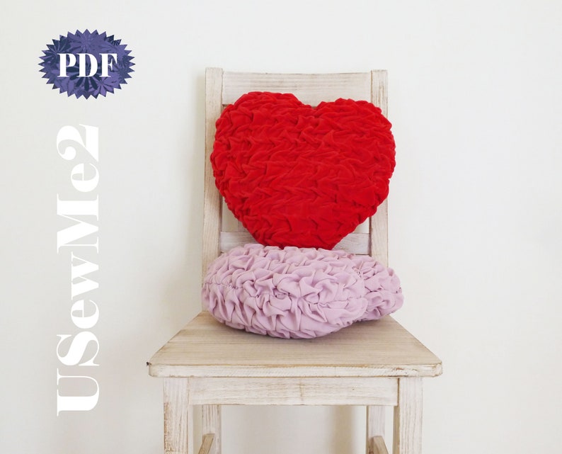 Smock pillow Sew tutorial decorative cushion Heart sewing pattern Canadian smocking pillow heart cushion PHOTO tutorial quilted pillow image 7