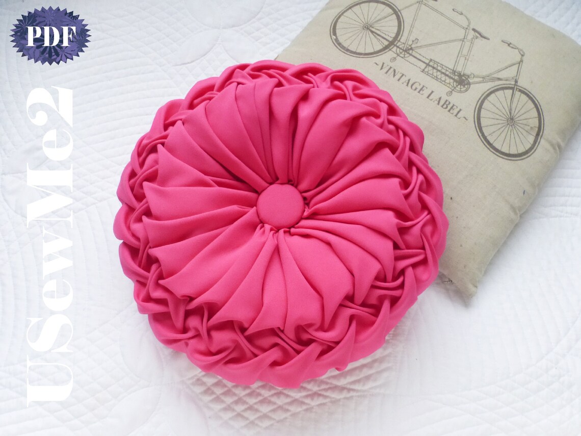 Smock Pillow Sewing Pattern YES Tutorial Decorative Sewing Smocked Round Cushion Vintage Style