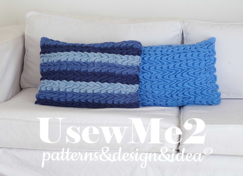 Smocked Pillow Sew Pattern Waves rectangle hand sew cushion PHOTO tutorial Canadian smocking decorative sew quilted pillow smocked pattern image 3