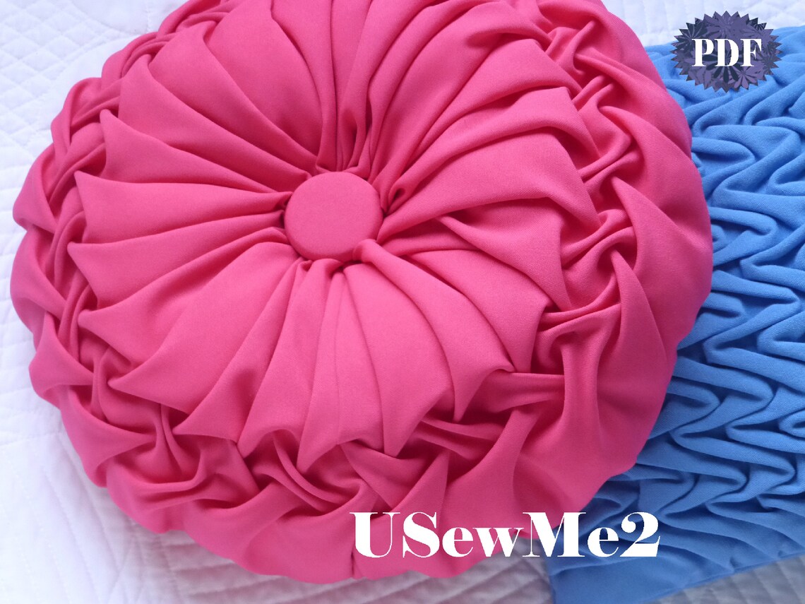Smock Pillow Sewing Pattern YES Tutorial Decorative Sewing Smocked Round Cushion Vintage Style