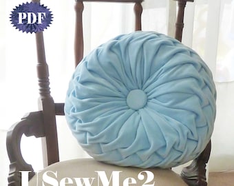 Smock Pillow Sewing Pattern - decorative sewing smocked round cushion Vintage style - sew retro canadian smock - pinch pleat pillow tutorial