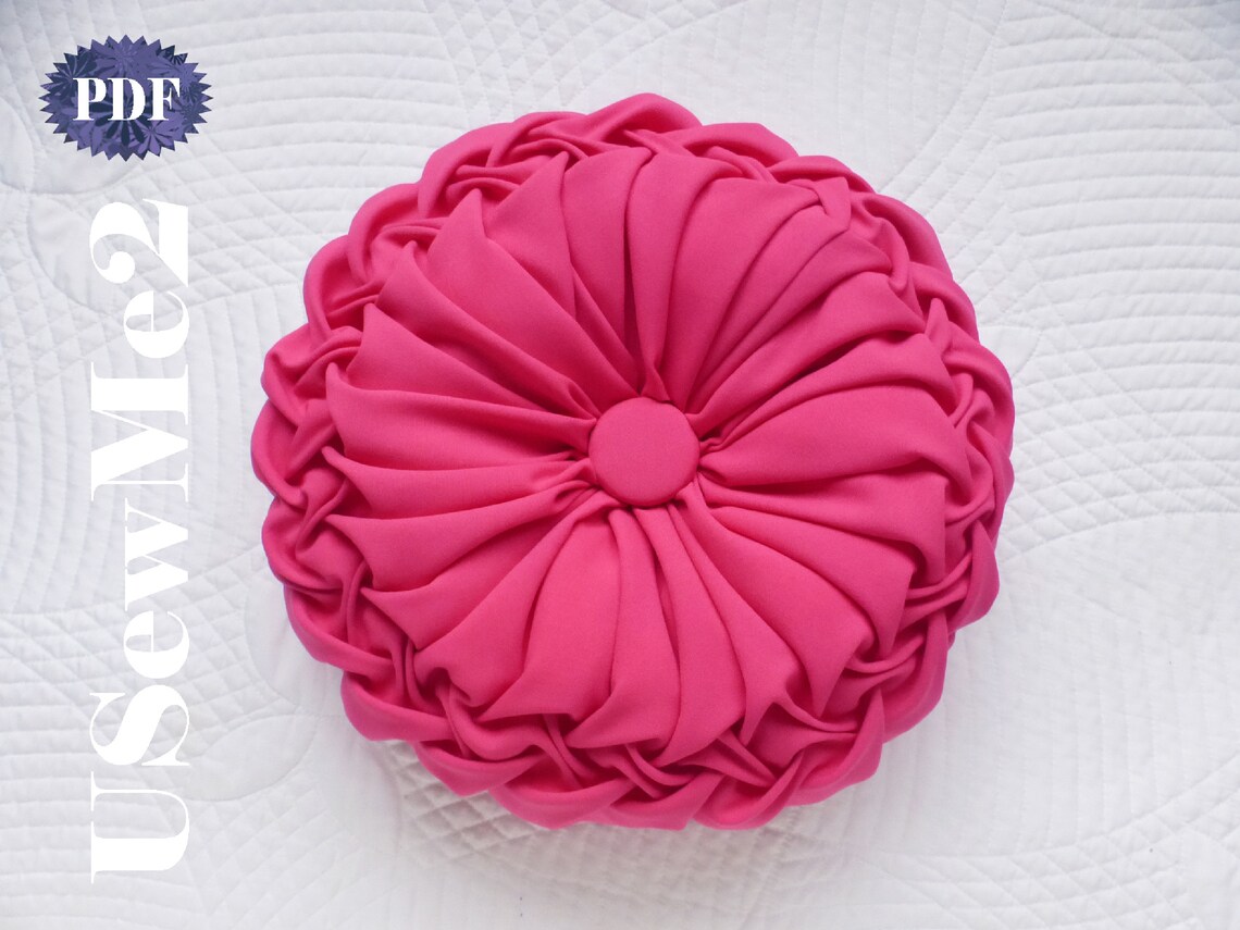 Smock Pillow Sewing Pattern YES Tutorial Decorative Sewing Smocked Round Cushion Vintage Style