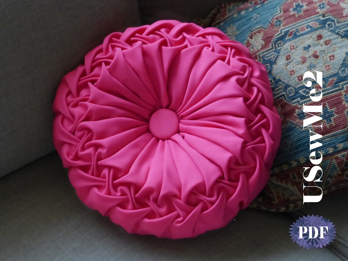 Smock Pillow Sewing Pattern YES Tutorial Decorative Sewing Smocked Round Cushion Vintage Style