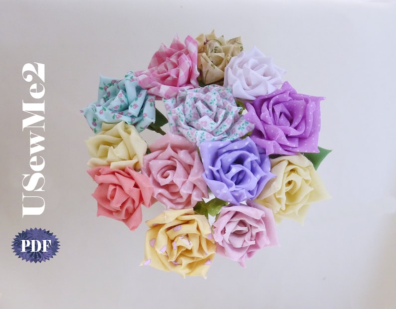 Fabric Roses NO SEW Photo Tutorial & Templates Flower Bride BOUQUET ...