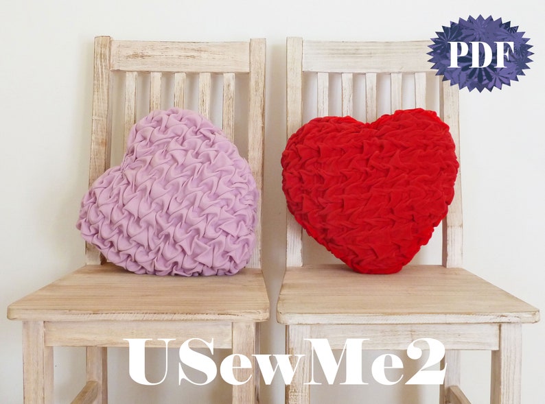 Smock pillow Sew tutorial decorative cushion Heart sewing pattern Canadian smocking pillow heart cushion PHOTO tutorial quilted pillow image 5