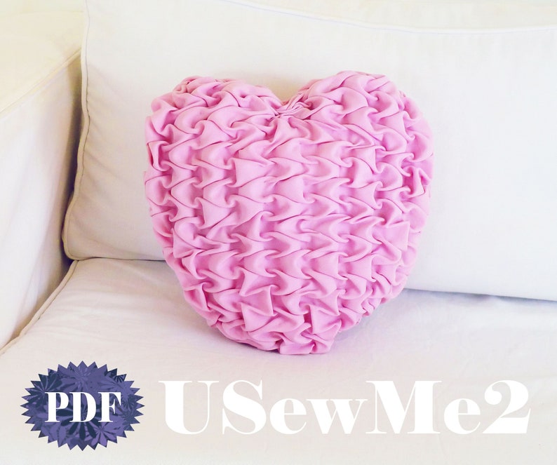 Smock pillow Sew tutorial decorative cushion Heart sewing pattern Canadian smocking pillow heart cushion PHOTO tutorial quilted pillow image 2