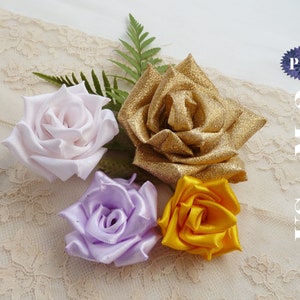 Fabric Roses NO SEW photo tutorial & templates flower Bride BOUQUET vase arrangment easy flower pattern True Love Roses wedding decor adorn image 7