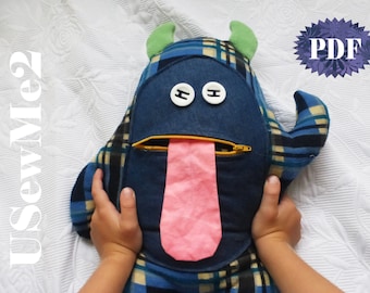 Pillow Monster Tutorial - sew pattern monsters sewing A4 home print template EASY fabric TOY tutorial baby crib children bedding