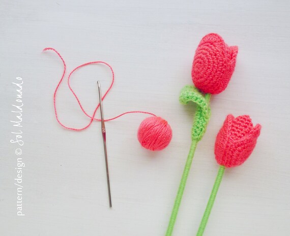 Items similar to Crochet Flower Pattern Tulip PDF - flower wedding deco ...