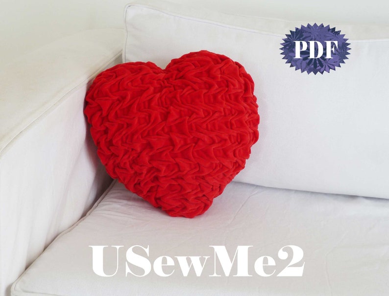 Smock pillow Sew tutorial decorative cushion Heart sewing pattern Canadian smocking pillow heart cushion PHOTO tutorial quilted pillow image 6