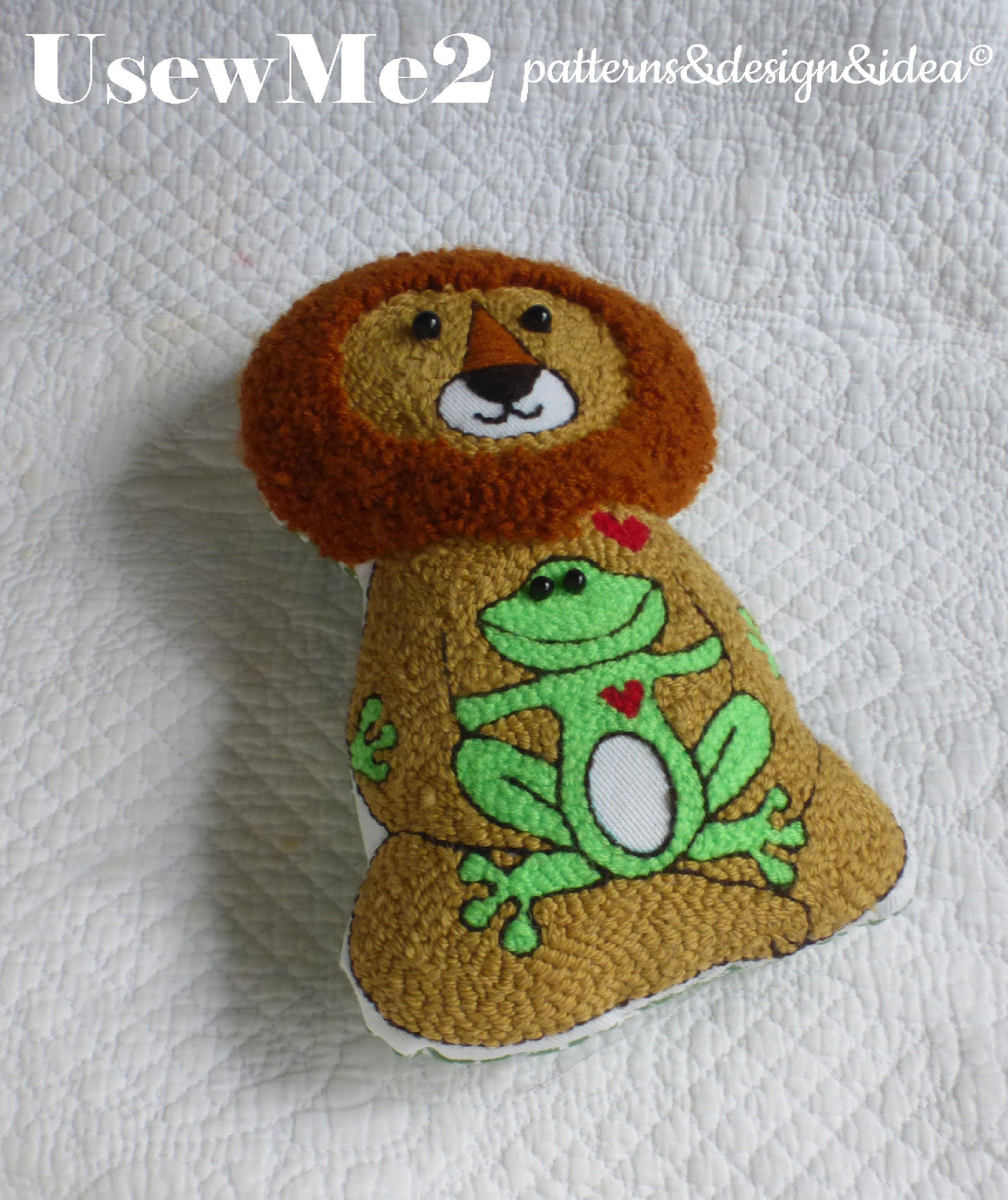 PUNCH NEEDLE toy Lion Frog design Embroidery punch needle Etsy