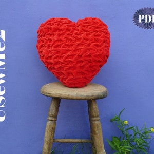 Smock pillow Sew tutorial decorative cushion Heart sewing pattern Canadian smocking pillow heart cushion PHOTO tutorial quilted pillow image 8