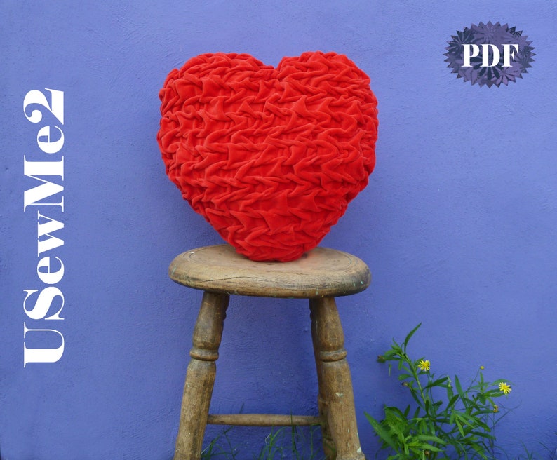 Smock pillow Sew tutorial decorative cushion Heart sewing pattern Canadian smocking pillow heart cushion PHOTO tutorial quilted pillow image 8