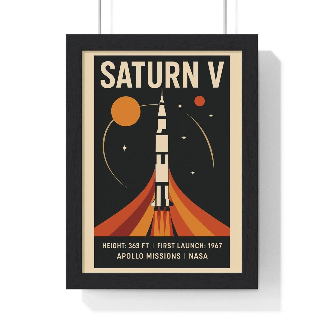 Saturn V Rocket Poster | Retro Apollo NASA Print | Space Art - Etsy UK
