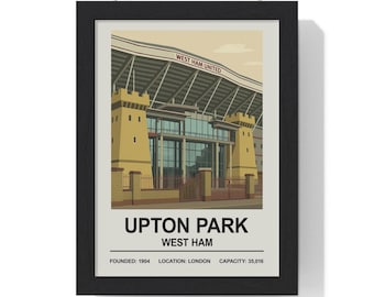 Lámina del estadio de fútbol Upton Park del West Ham, arte mural vintage