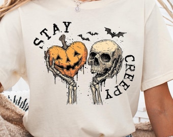 Stay Creepy Halloween Shirt, Spooky Season Sweatshirt, Gothic Skull Lover Gift