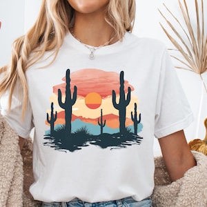 Desert Sunrise T-Shirt: Cactus Scene Adventure Tee