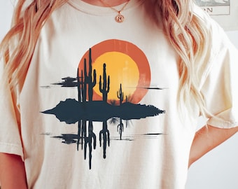 Desert Sunrise T-Shirt: Cactus Scene Adventure Tee