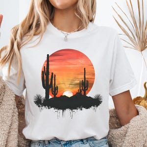 Desert Sunset T-Shirt, Desert Shirt, Cactus Shirt, Desert T-Shirt, Adventure T-Shirt, Cactus Scene, Gift for Desert Lovers