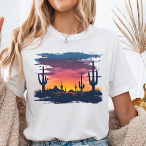 Desert Sunrise T-Shirt: Cactus Scene Adventure Tee