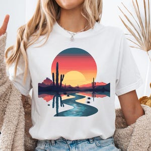 Desert Sunrise T-Shirt: Cactus Scene Adventure Tee