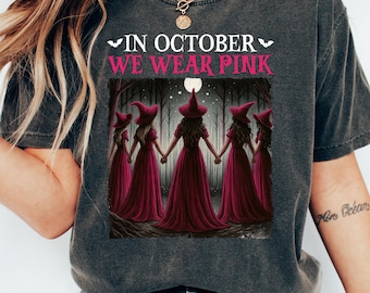 In October We Wear Pink Shirt, Breast Cancer Awareness Halloween Sweatshirt