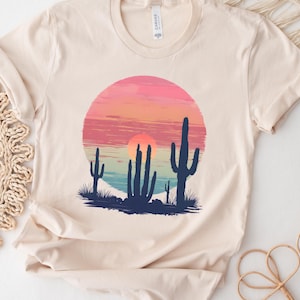 Desert Sunset T-Shirt, Desert Shirt, Cactus Shirt, Desert T-Shirt, Adventure T-Shirt, Cactus Scene, Gift for Desert Lovers