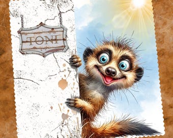 Brillenputztuch personalisiert Erdmännchen bedrucktes Mikrofasertuch für Sonnenbrille Geschenk Geburtstag Mann Mitbringsel mit Namen #TI67P