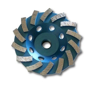 DGW-371, 4&quot; Spiral Turbo Grit 30 Grinding Cup Wheel With 5/8&quot;-11 Adapter Hole For Concrete