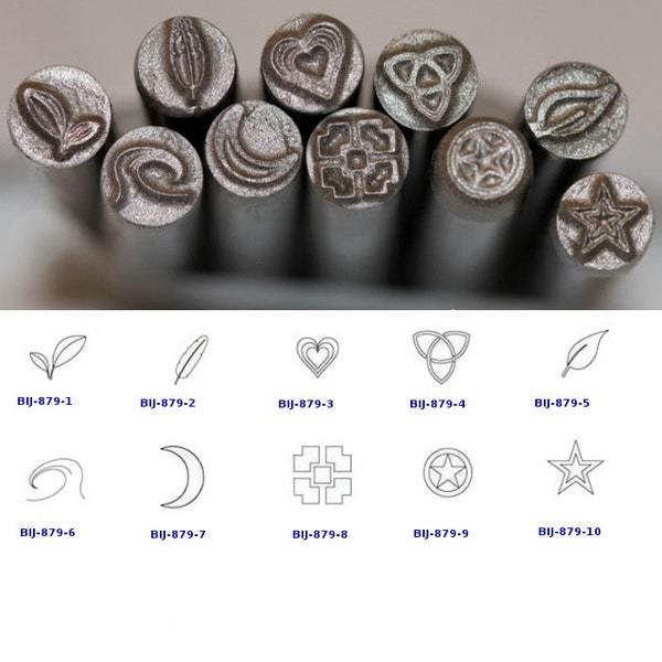 KENT 5mm Precision Design Metal Punch Stamps: Leaves Heart Stars Moon Crescent Venduto individualmente, BIJ-879-P