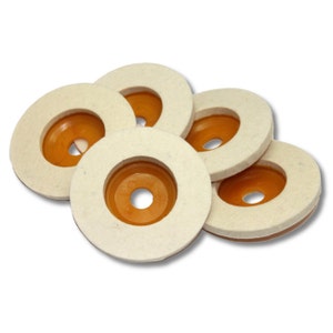 DGW-607, Kent 5 pieces Set of 100mm (4 inch) Wool Polishing Pads With 5/8 inch Hole