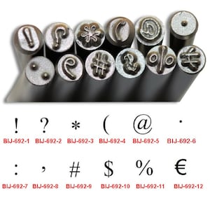 Metal Punch Stamps Size 3.0mm Punctuation Marks Sold Individually, BIJ-692-P