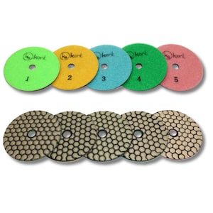DGW-523, KENT 5 Steps Premium Quality 4&quot; DRY 2.5mm Thick Diamond Polishing Pads