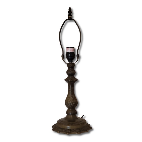 LMP-11-342, Art Nouveau 16" Art Nouveau Design Metal Base for Lamps with Electrical Wiring, Switch and Shade Support