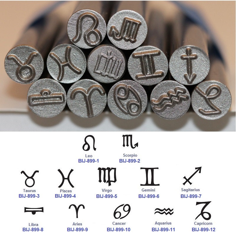 Metal Stamping Design Stamps ZODIAC Signs Set METAL STAMP Zodiac - Technical View
