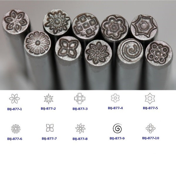 BIJ-877P, KENT 5.0mm Various Floral Patterns Precision Design Metal Punch Stamps Sold Individually