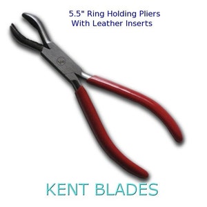 BIJ-727, KENT 5.50&quot; Ring Holding Pliers with Leather Inserts Lining PVC Coated Handles