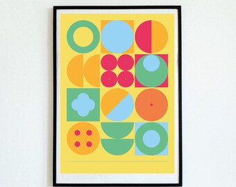 Contemporary-Retro Graphic Art Inspired by Bauhaus Movement – Large Sizes – A1 / A2