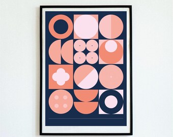 Contemporary-Retro Graphic Art Inspired by Bauhaus Movement – Large Sizes – A1 / A2