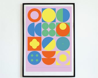 Arte gráfica contemporânea e retrô inspirada no movimento Bauhaus | Download digital instantâneo | Imprima em casa