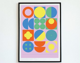 Contemporary-Retro Graphic Art Inspired by Bauhaus Movement – Large Sizes – A1 / A2