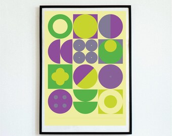 Contemporary-Retro Graphic Art Inspired by Bauhaus Movement – Large Sizes – A1 / A2