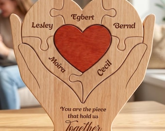 Letrero personalizado para mamá, decoración familiar de corazón de madera, regalo para mamá de parte de los niños, regalo del Día de la Madre, recuerdo de madera para cumpleaños y Navidad, decoración