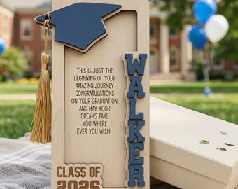 Son Graduation Gift, Personalized Wooden Grad Money Holder, Cash Keepsake for High School College Senior Class of 2026